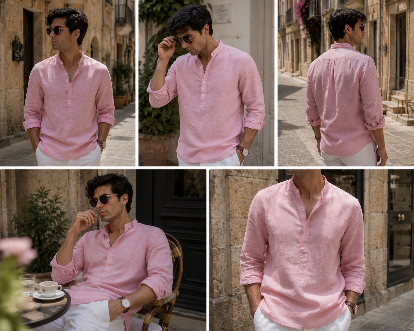 Rosé Breeze Linen Shirt For Men