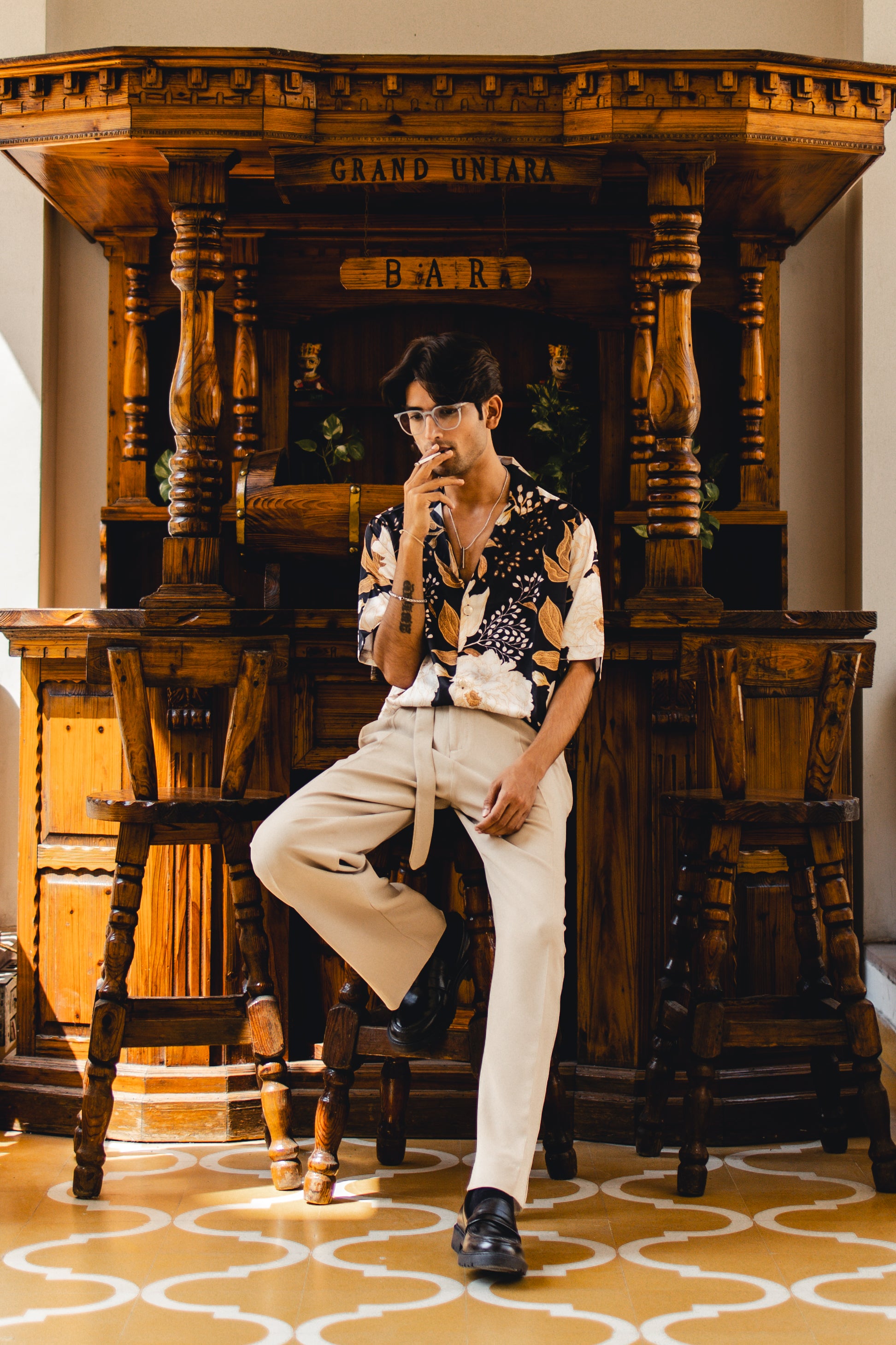 Noir Bloom Oversized Resort Shirt