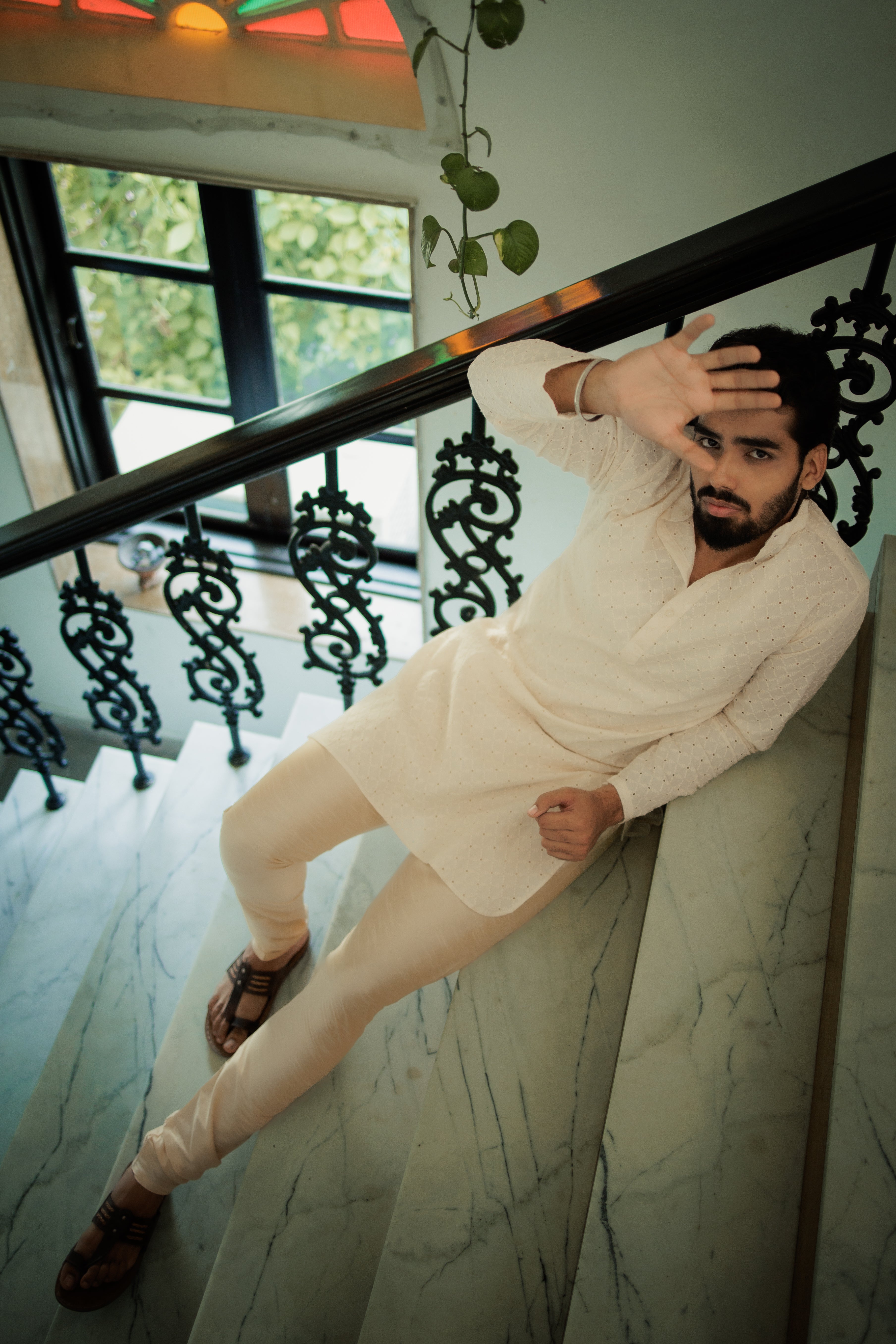 Elegant White Ganganagery Kurta