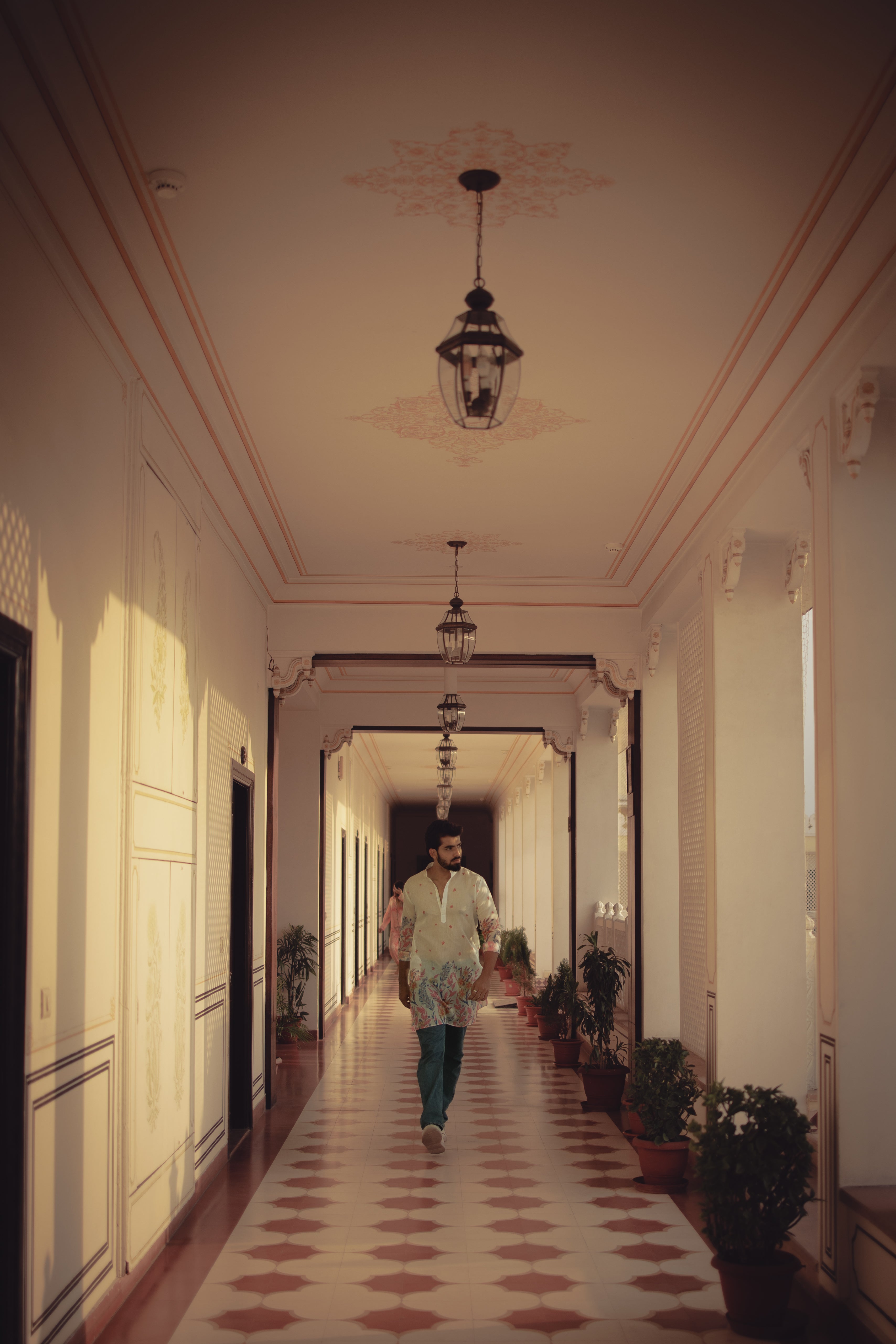Ivory Floral Ganganagery Kurta