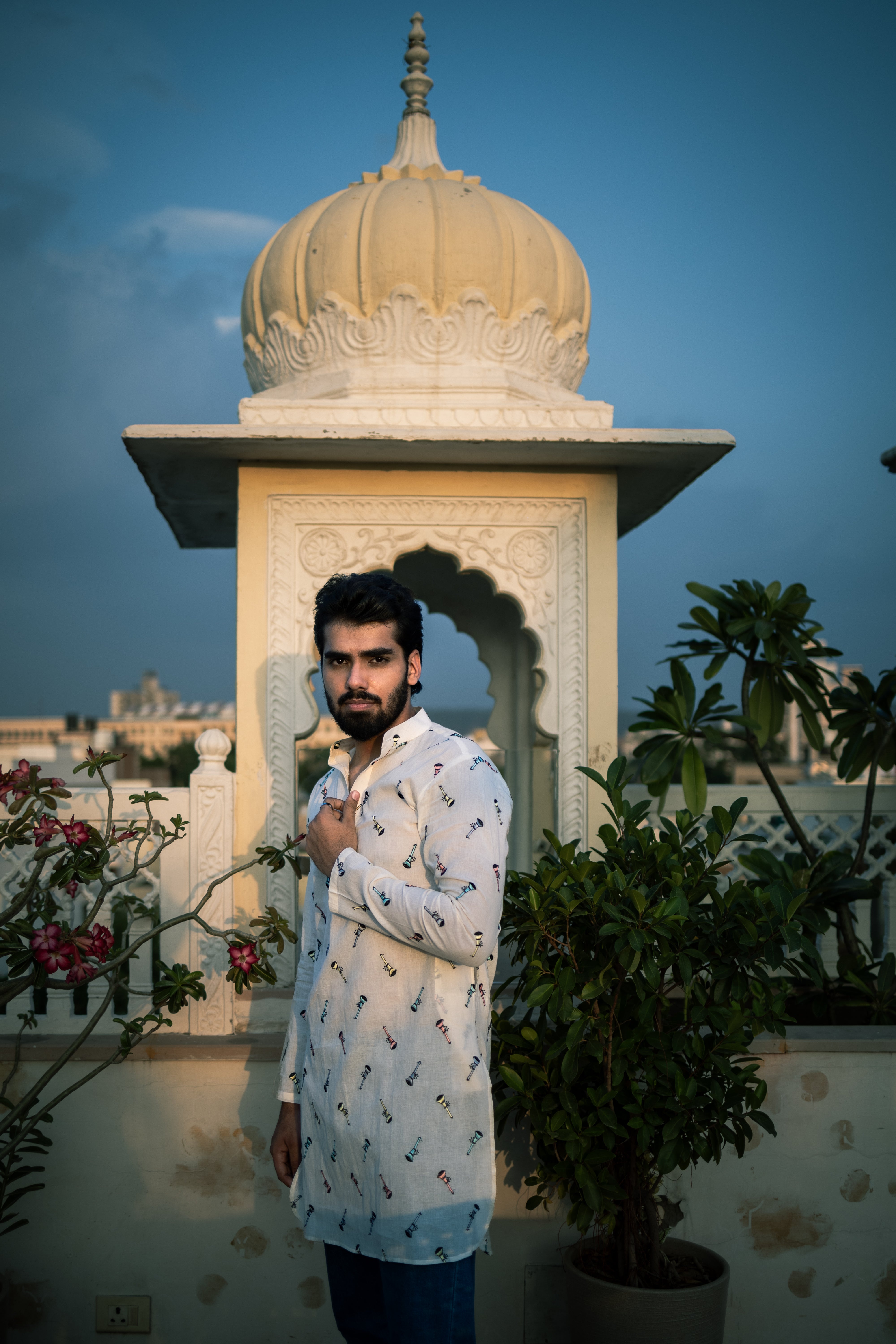 Off White Musical Print Ethnic Kurta