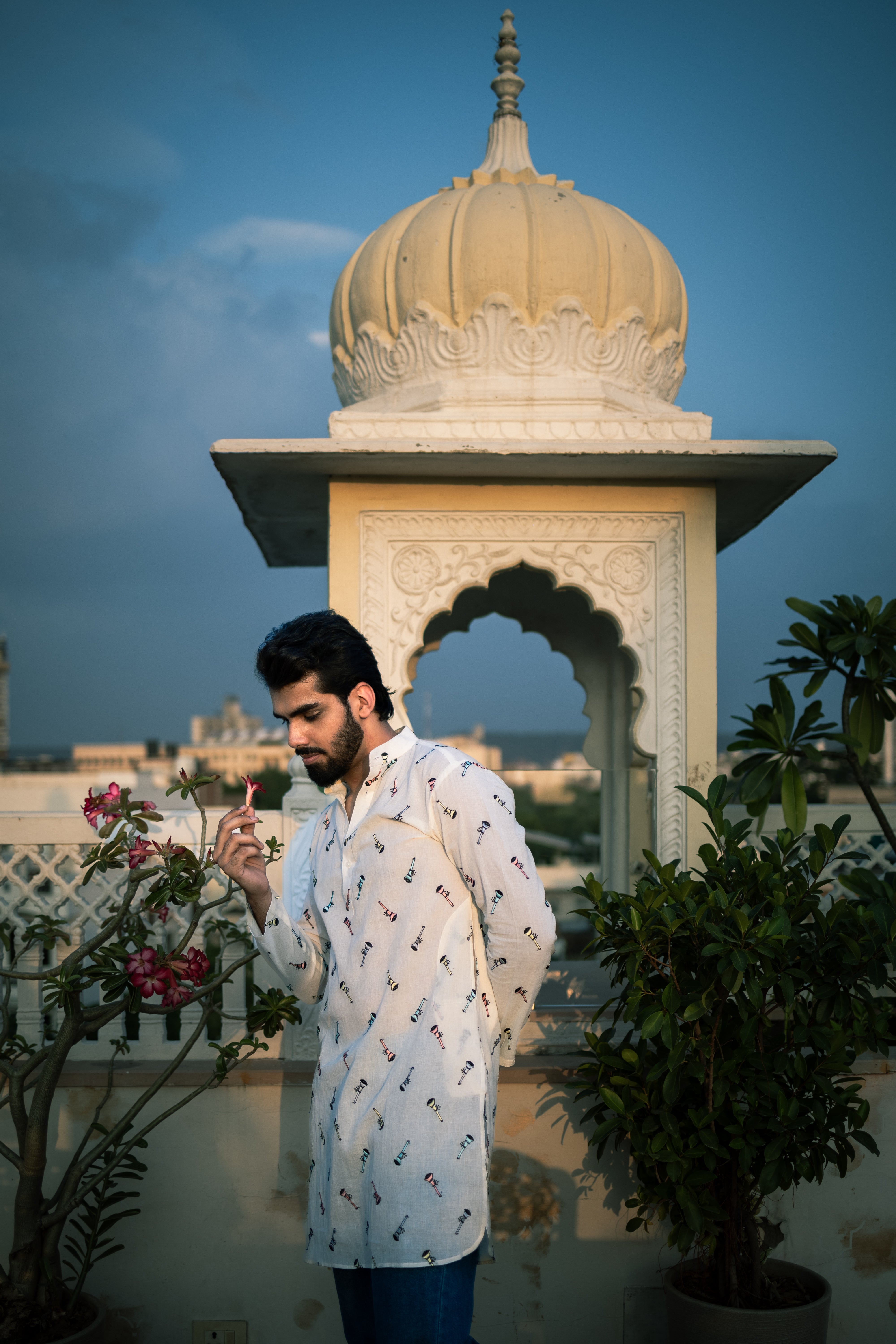 Off White Musical Print Ethnic Kurta