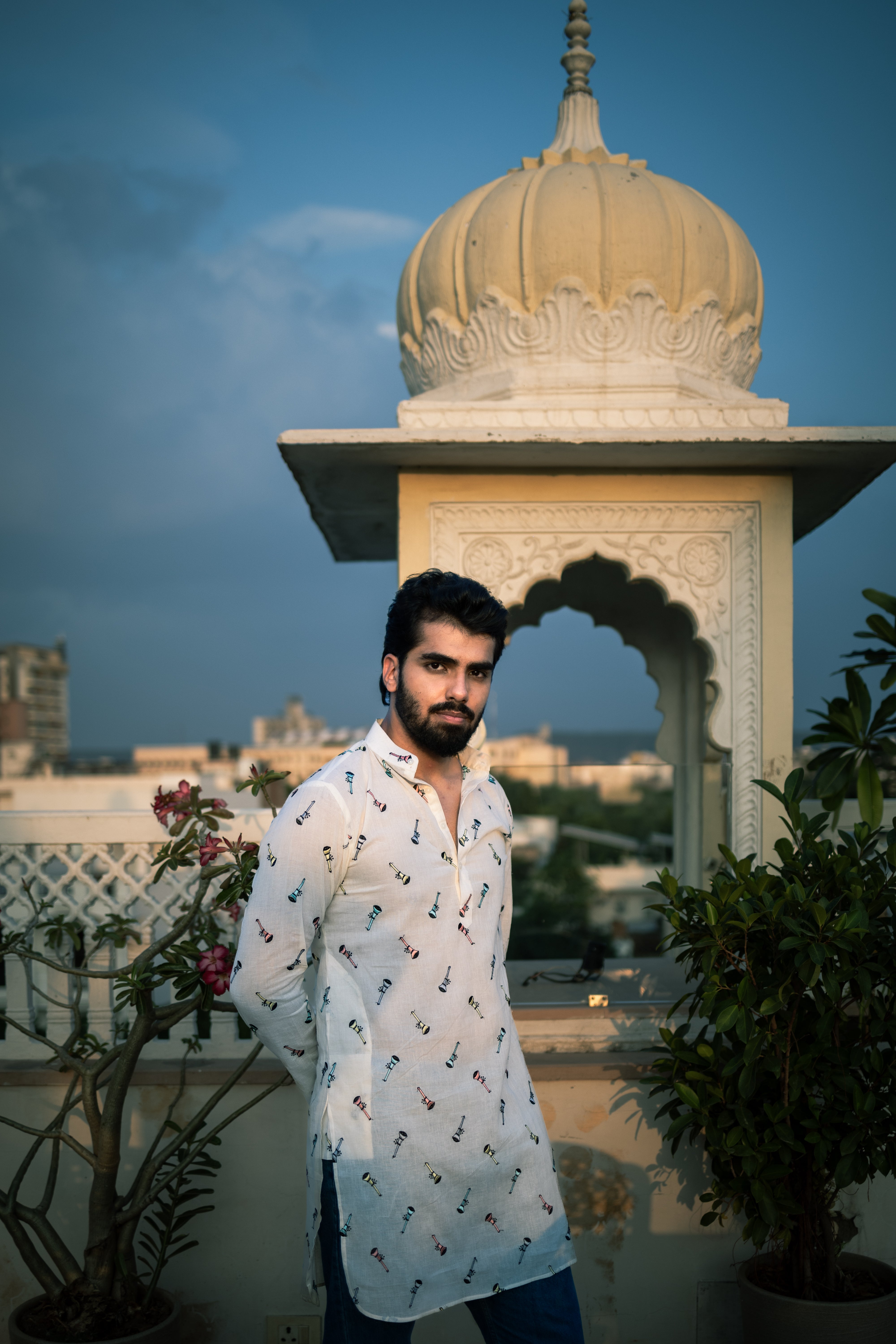 Off White Musical Print Ethnic Kurta
