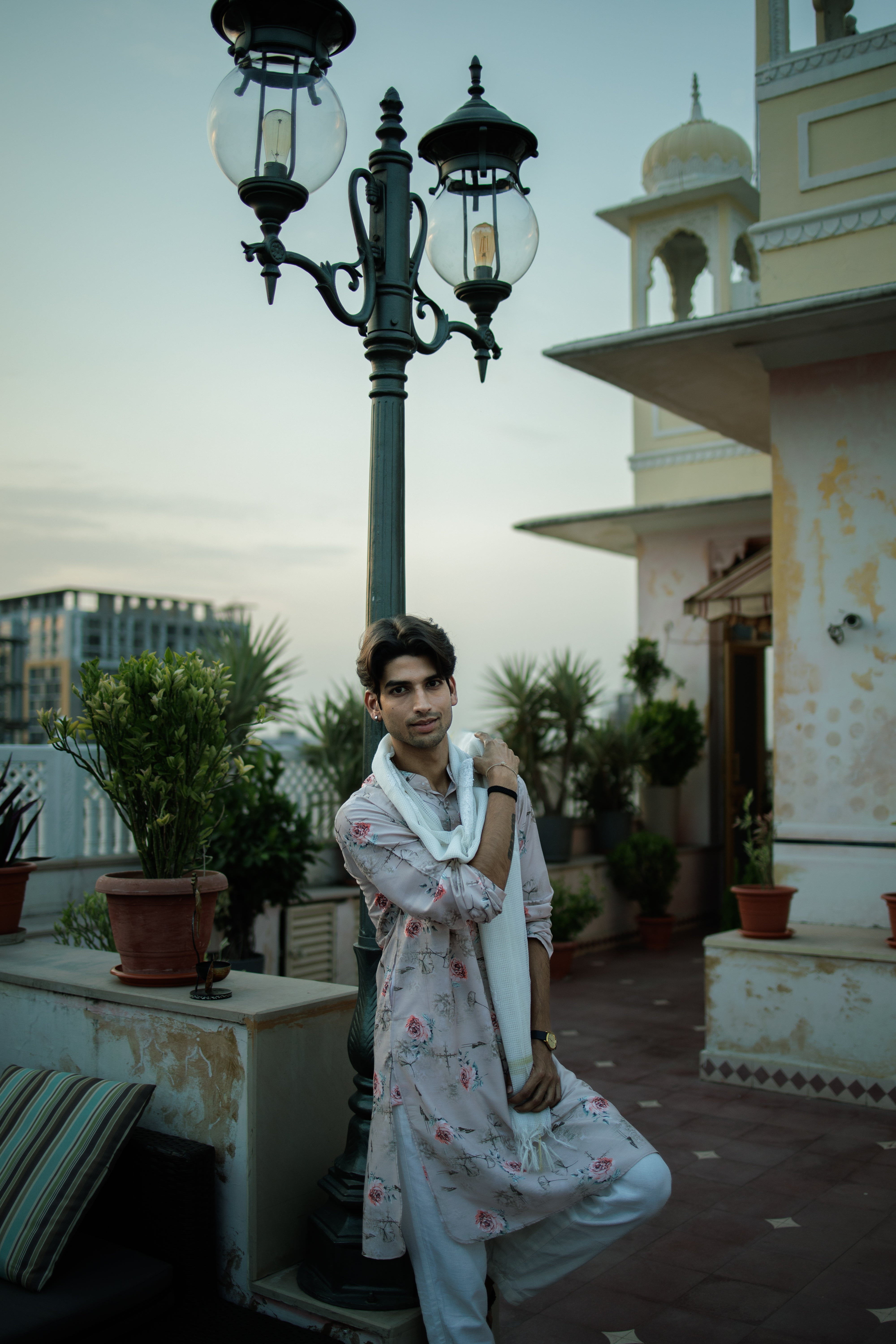 Floral Printed Pastel Pink Cotton Kurta