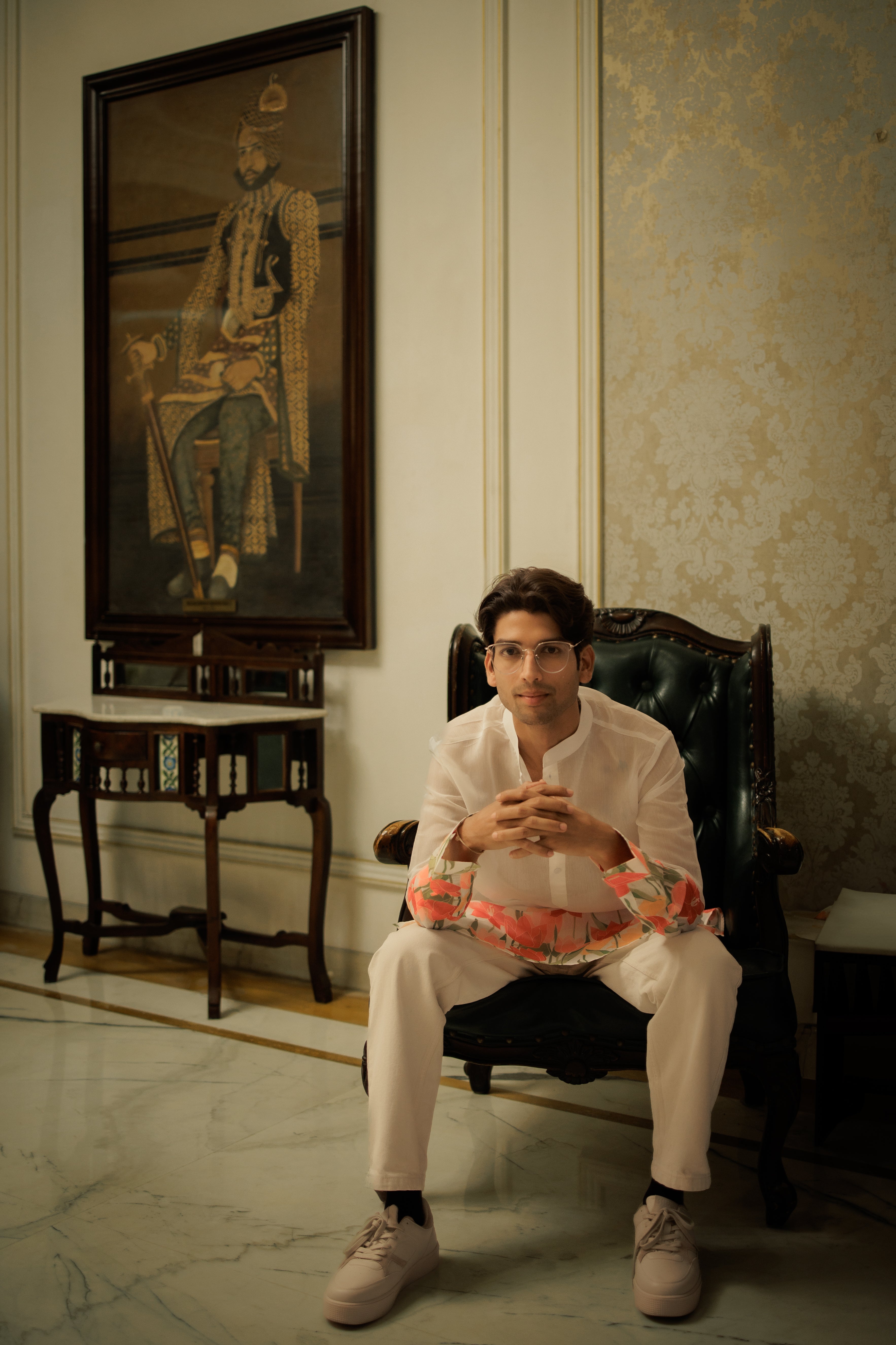Ivory Floral Ganganagery Kurta Set