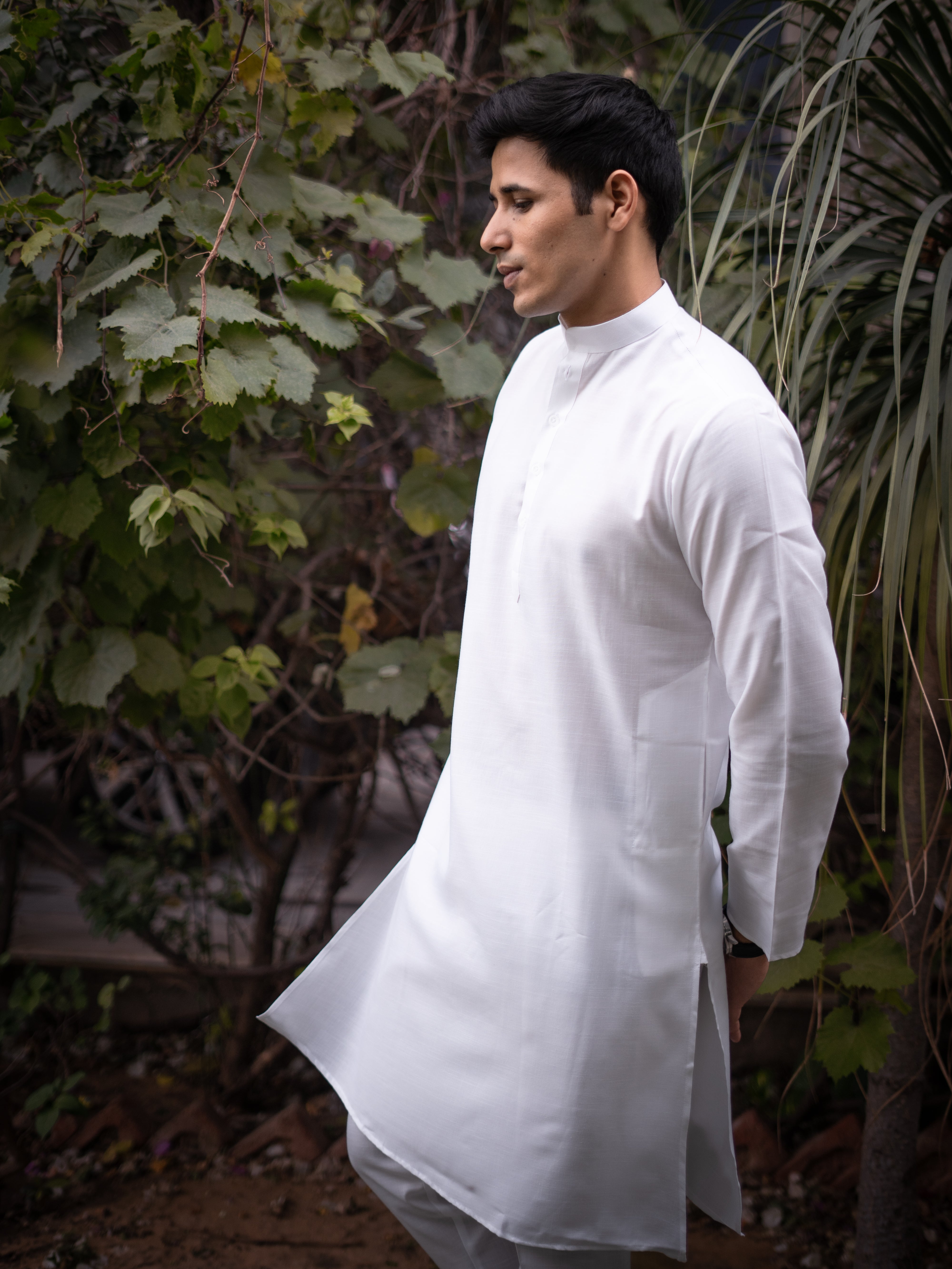 hitch Cotton White kurta Pyjama Set