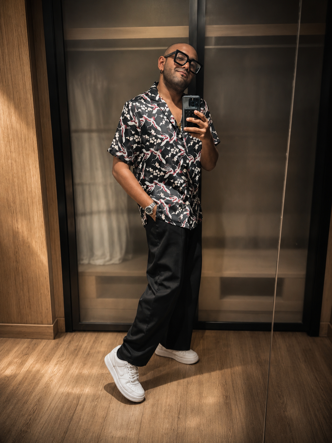 Flamingo Black Oversize Shirt