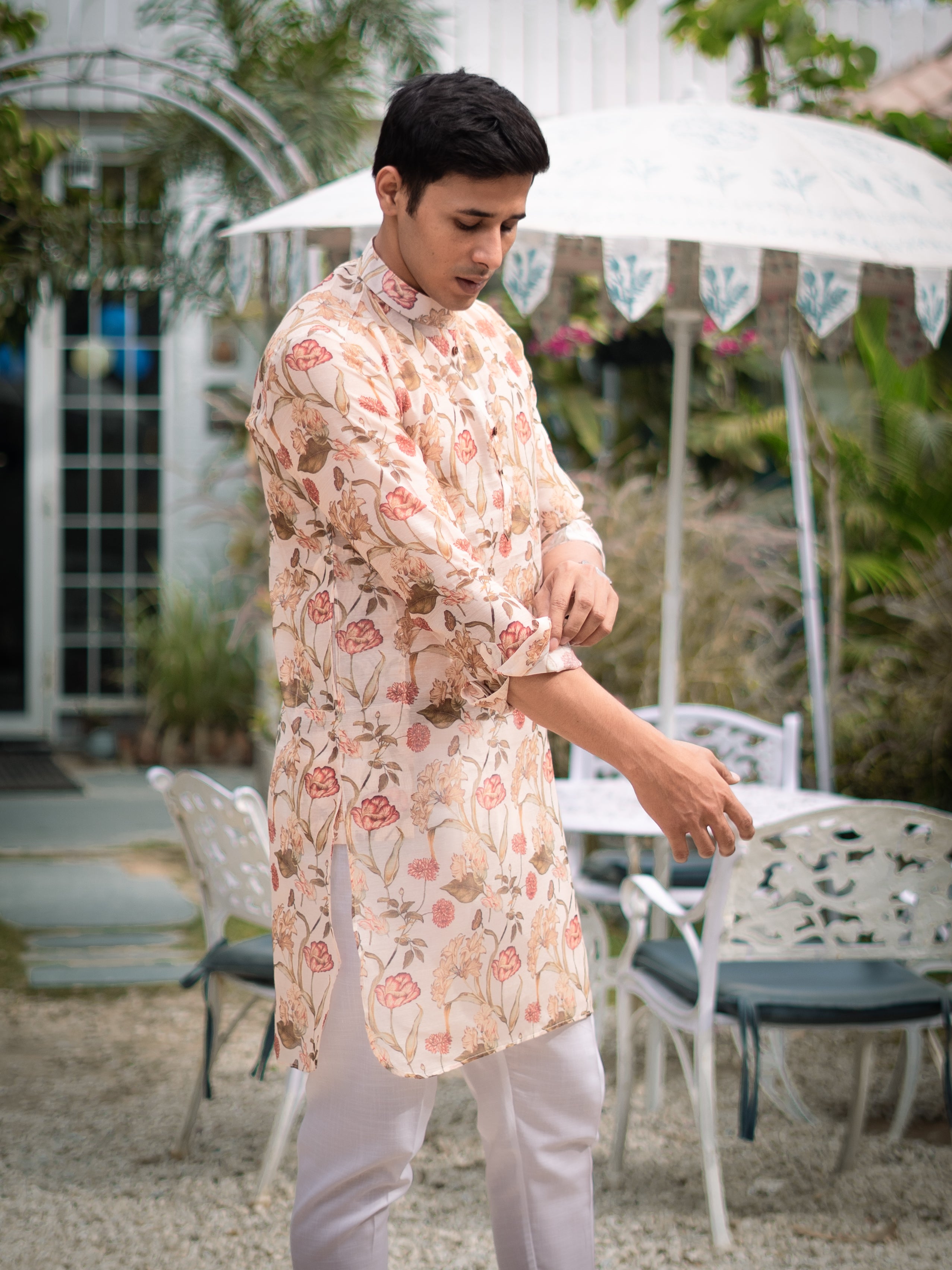 Jardin Royal Ivory Silk Kurta