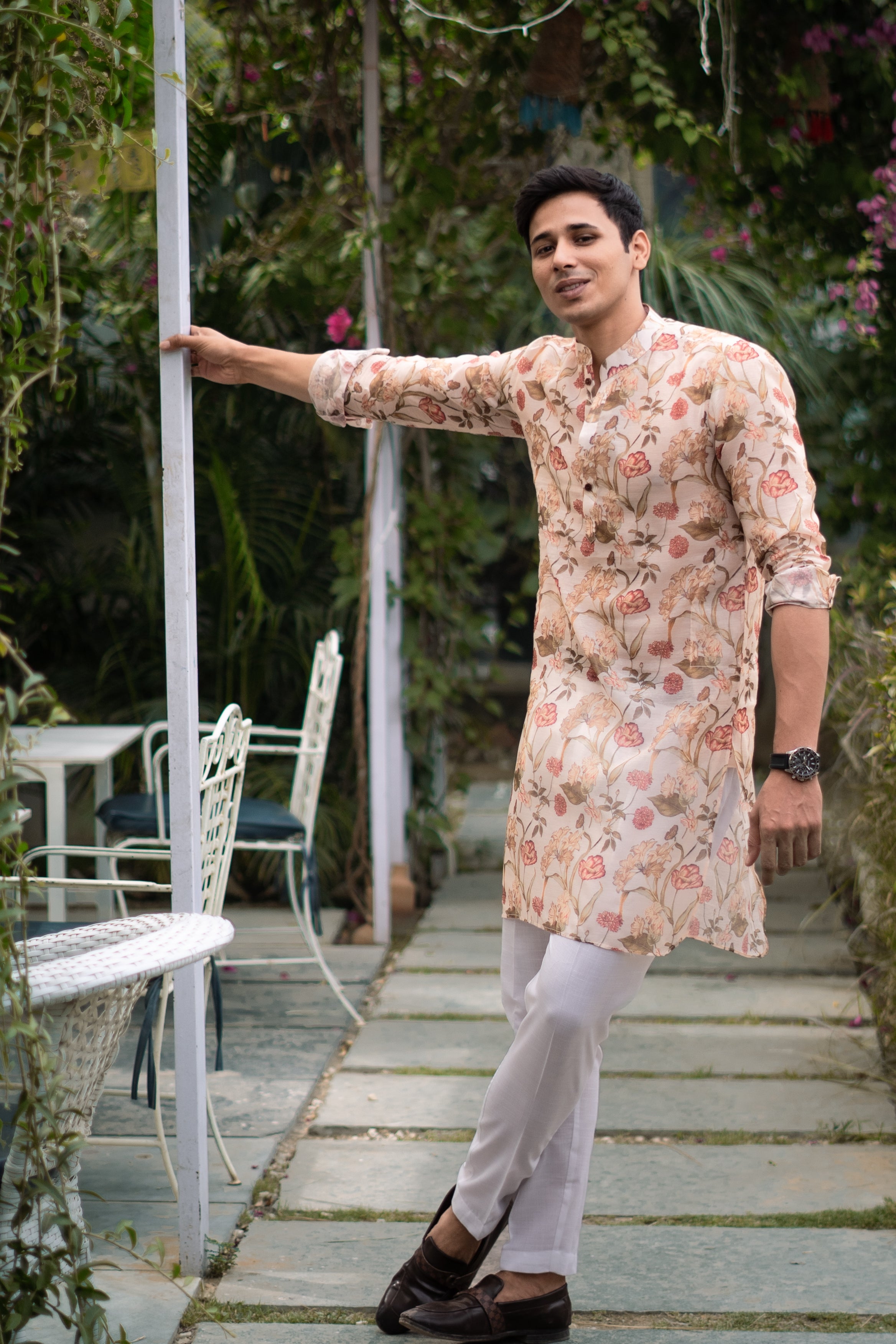 Jardin Royal Ivory Silk Kurta